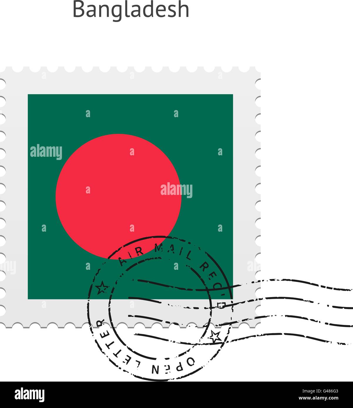 Drapeau Bangladesh Timbre-poste. Illustration de Vecteur