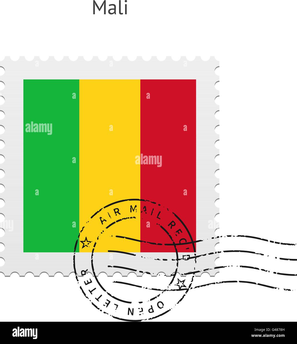 Drapeau Mali Timbre-poste. Illustration de Vecteur