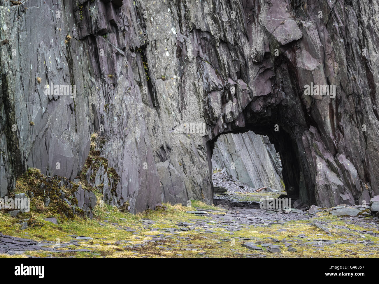 Dinorwic ardoisières, près de Llanberis, archway Banque D'Images