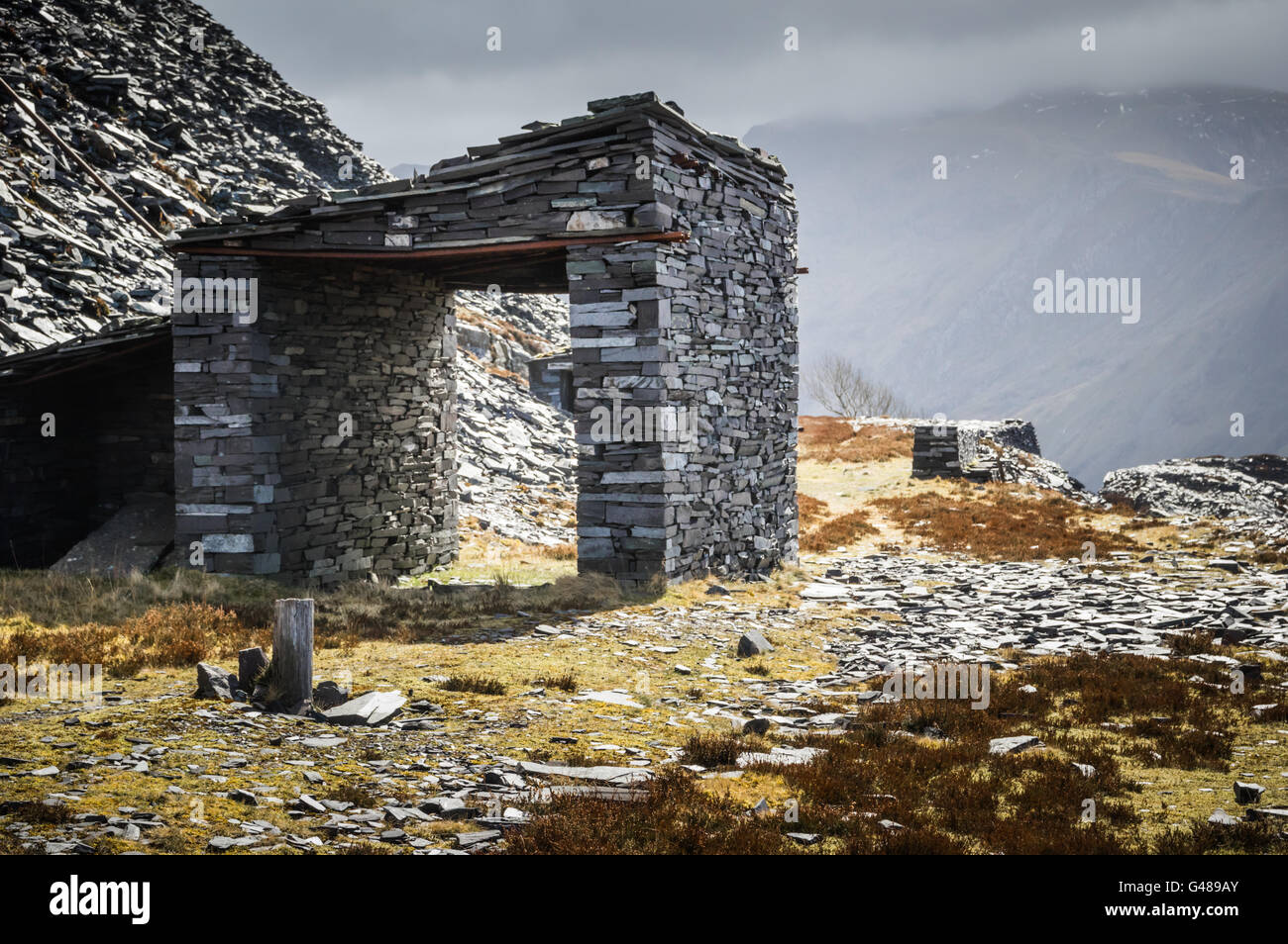 Les bâtiments de l'Ardoise, Dinorwic ardoisières, près de Llanberis Banque D'Images