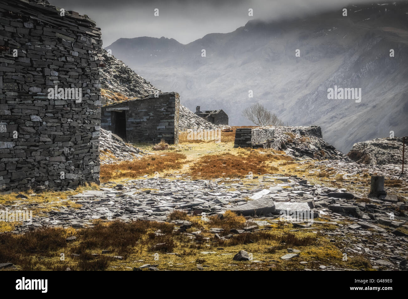 Les bâtiments de l'Ardoise, Dinorwic ardoisières, près de Llanberis Banque D'Images