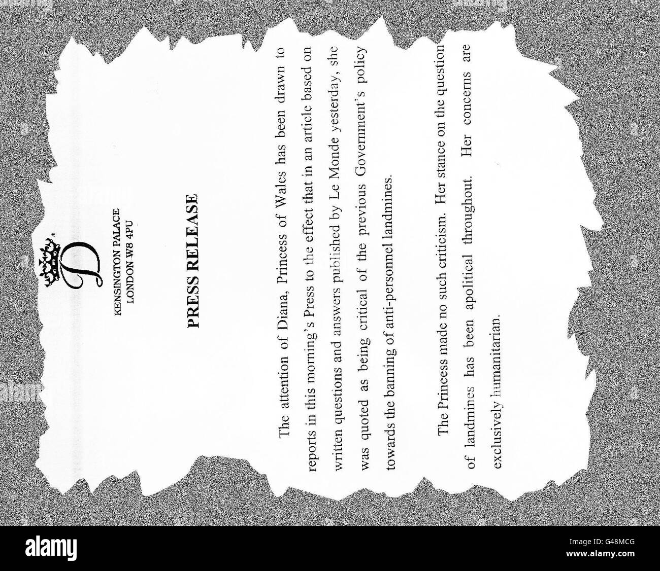 Diana ROYAL/déclaration Banque D'Images