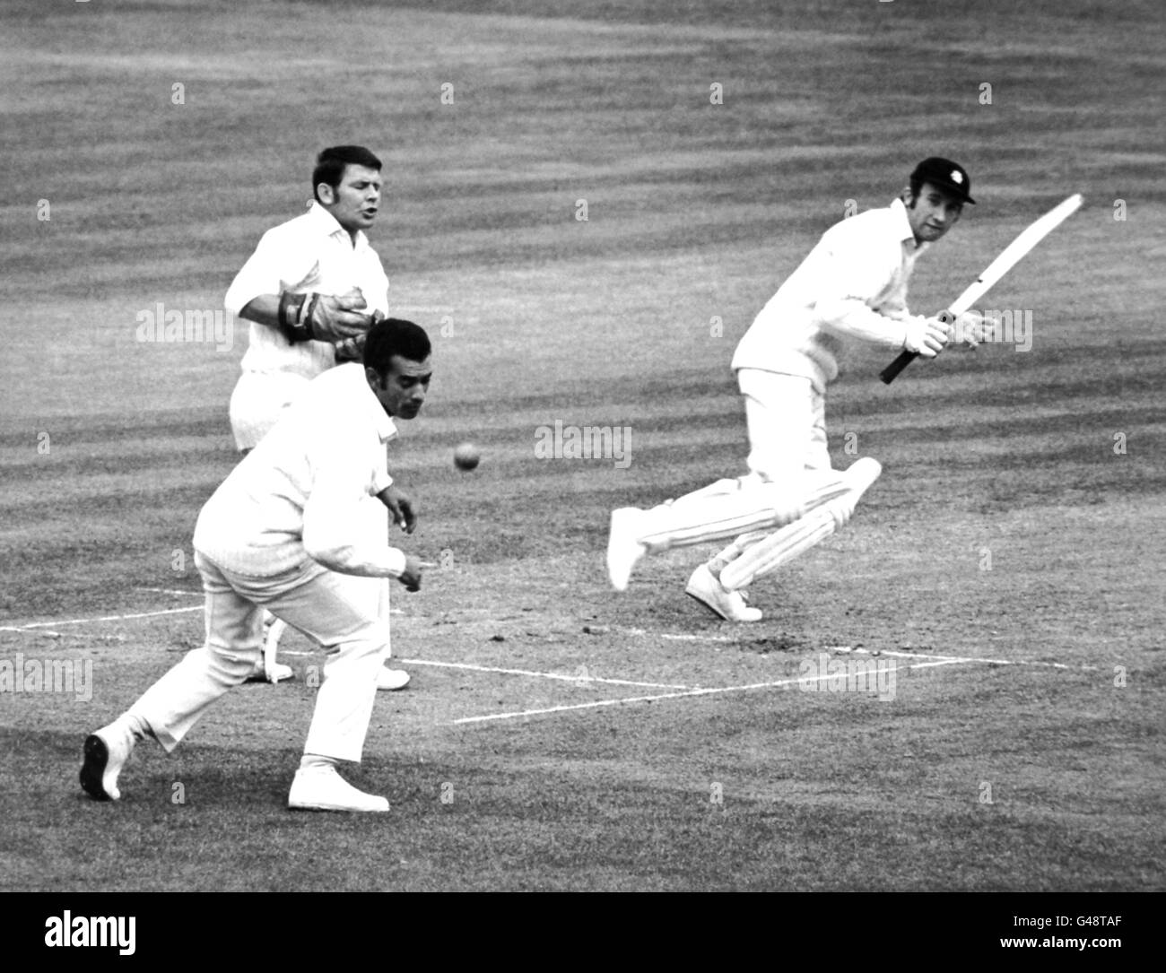 Cricket - MCC v Glamorgan - deuxième jour - Lord's.Keith Fletcher joue un ballon derrière Peter Walker Banque D'Images