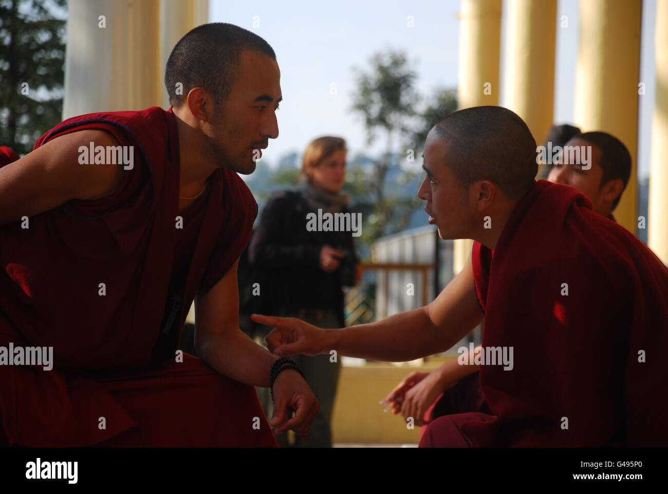 Des moines bouddhistes dans la région de Dharamsala, Inde Banque D'Images