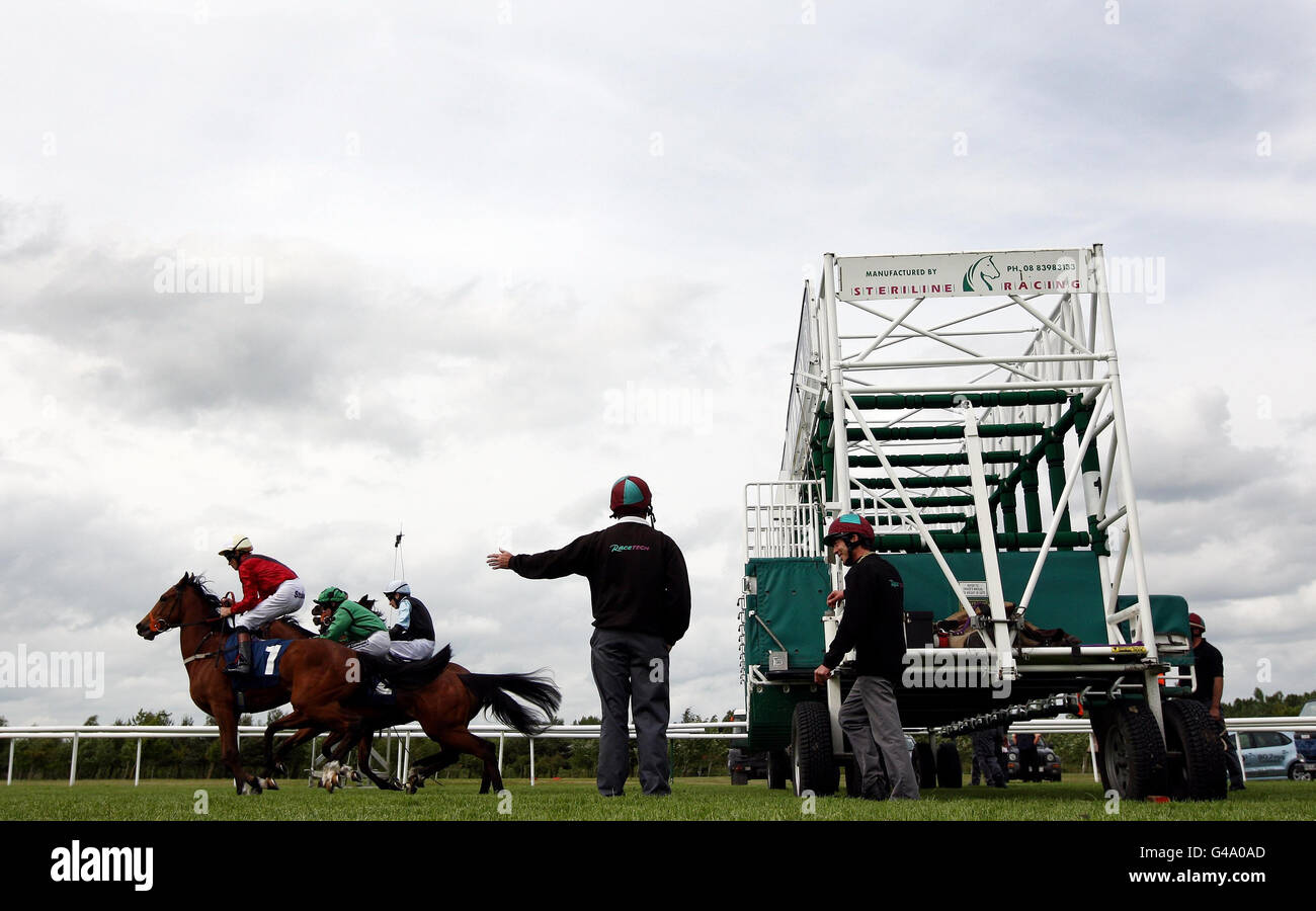 Les meilleurs termes, criblés par Richard Hughes, mènent le terrain sur les étals des enjeux de la course caritative Scope Fillies lors de la journée de course caritative Scope à Newbury Raceourse. Banque D'Images