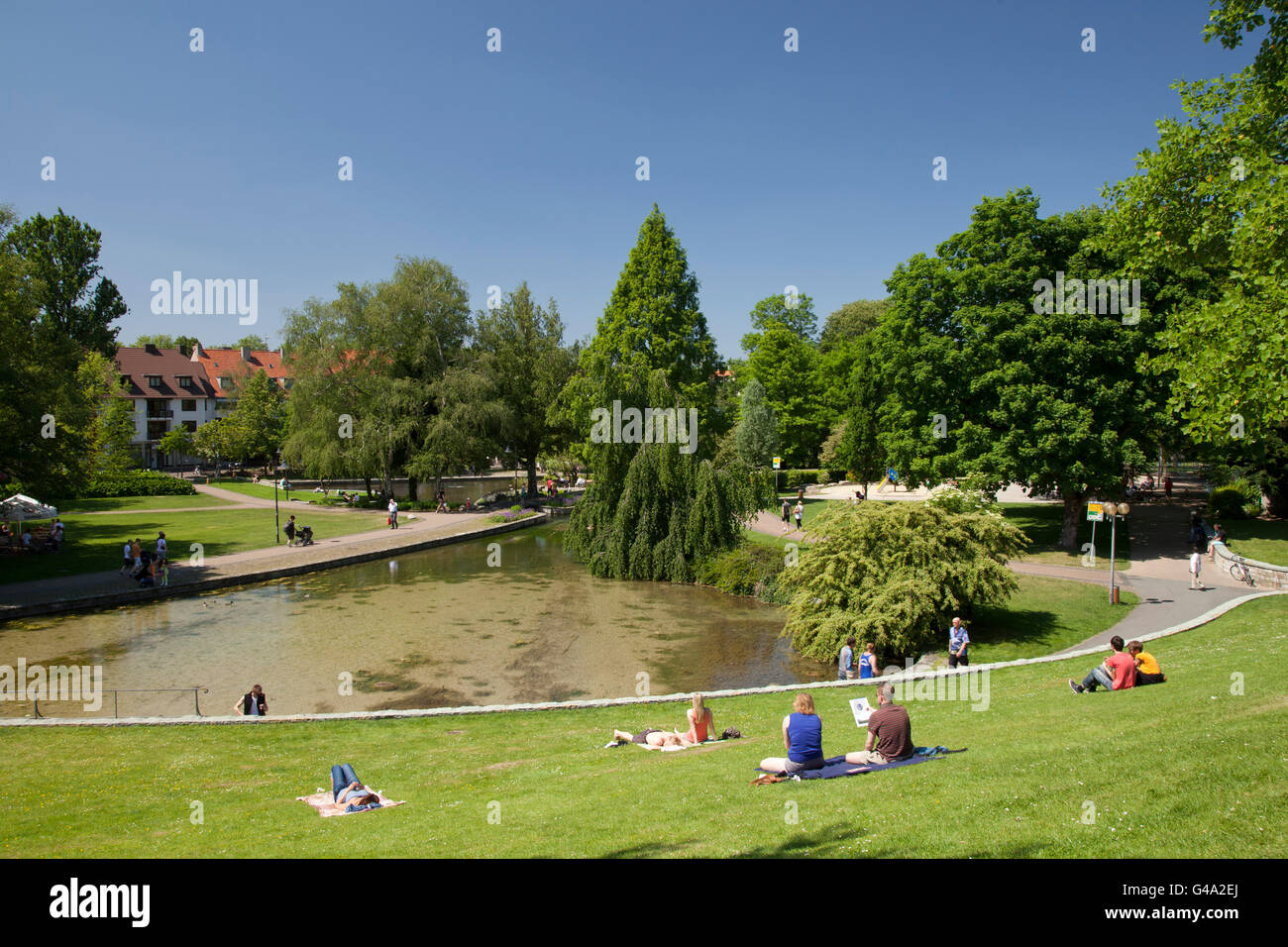Cours supérieur de la rivière Pader, Paderborn, région Ostwestfalen-Lippe, Rhénanie du Nord-Westphalie, PublicGround Banque D'Images