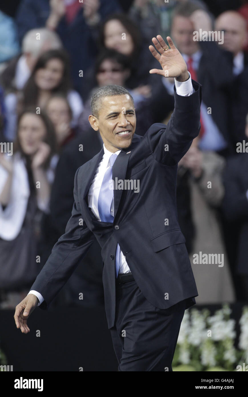 LE président AMÉRICAIN Barack Obama fait son discours clé au College Green de Dublin, lors de sa visite en Irlande au début d'une visite d'une semaine en Europe. Banque D'Images