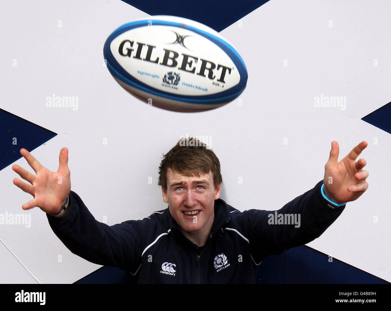 Stuart Hogg, joueur de l'u20 en Écosse, avant de partir pour le championnat du monde junior de l'IRB U20 qui se tient en Italie au stade Murrayfield, à Édimbourg. Banque D'Images