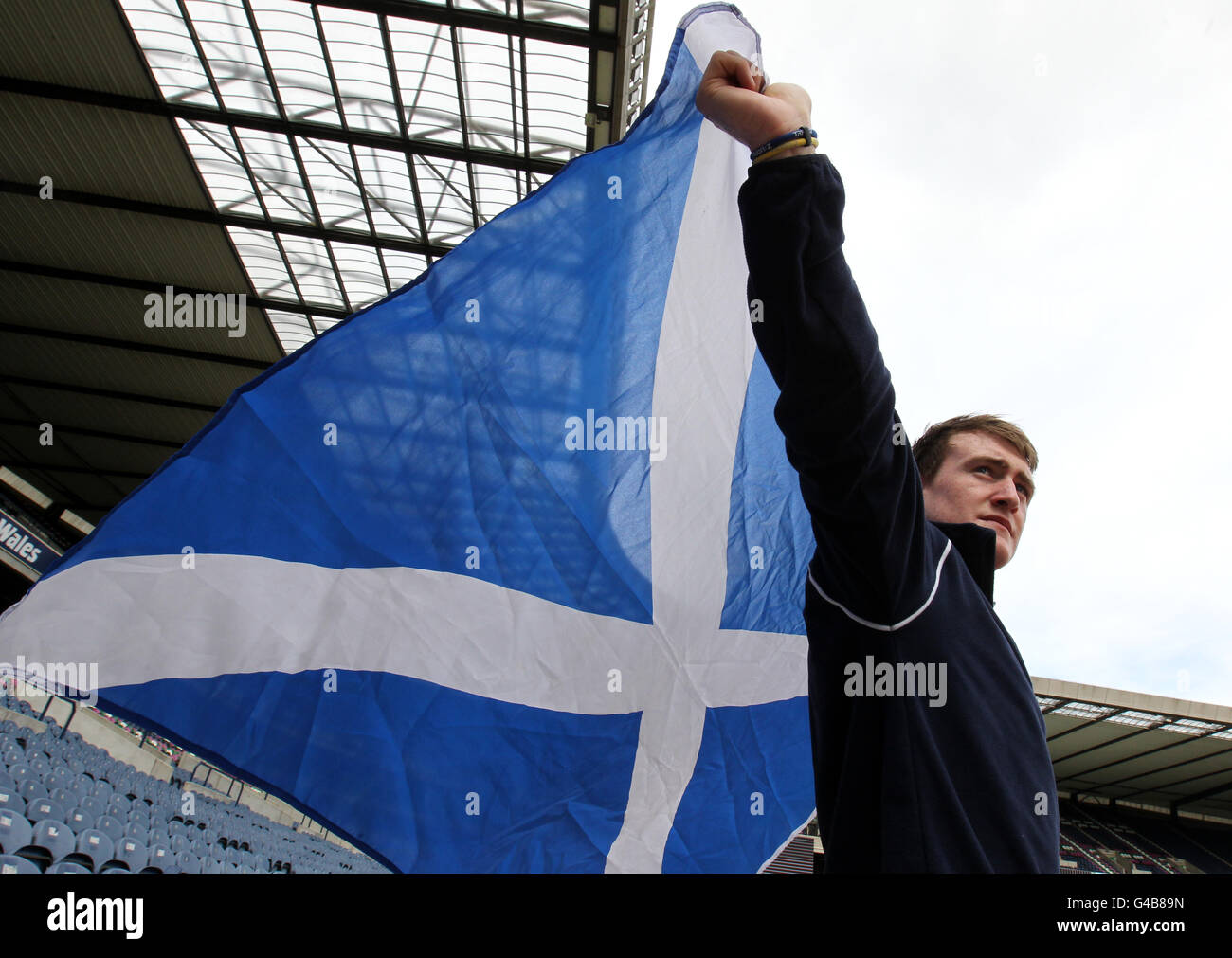 Stuart Hogg, joueur de l'u20 en Écosse, avant de partir pour le championnat du monde junior de l'IRB U20 qui se tient en Italie au stade Murrayfield, à Édimbourg. Banque D'Images