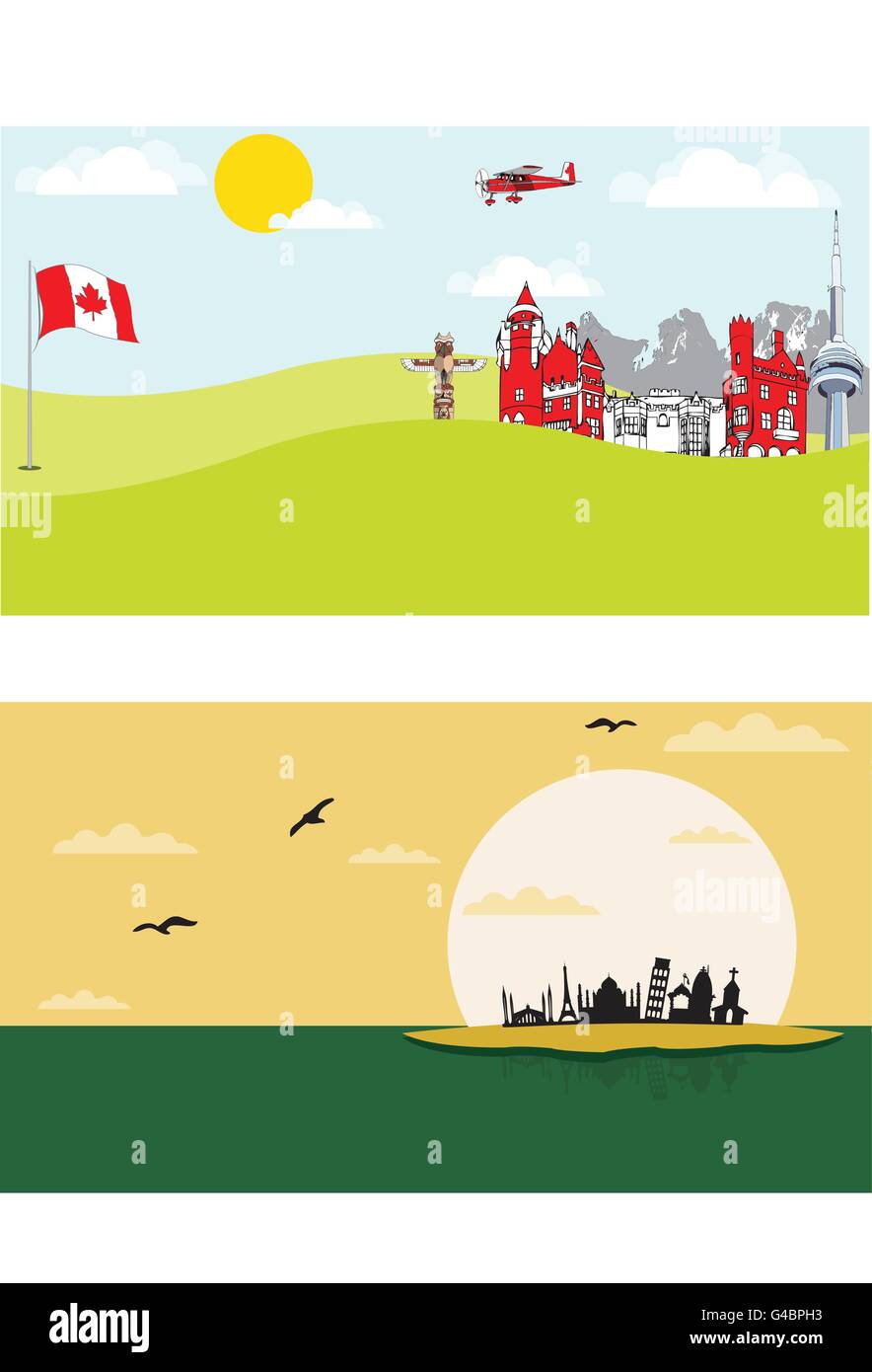 Le Canada et la ville Hantée Illustration de Vecteur