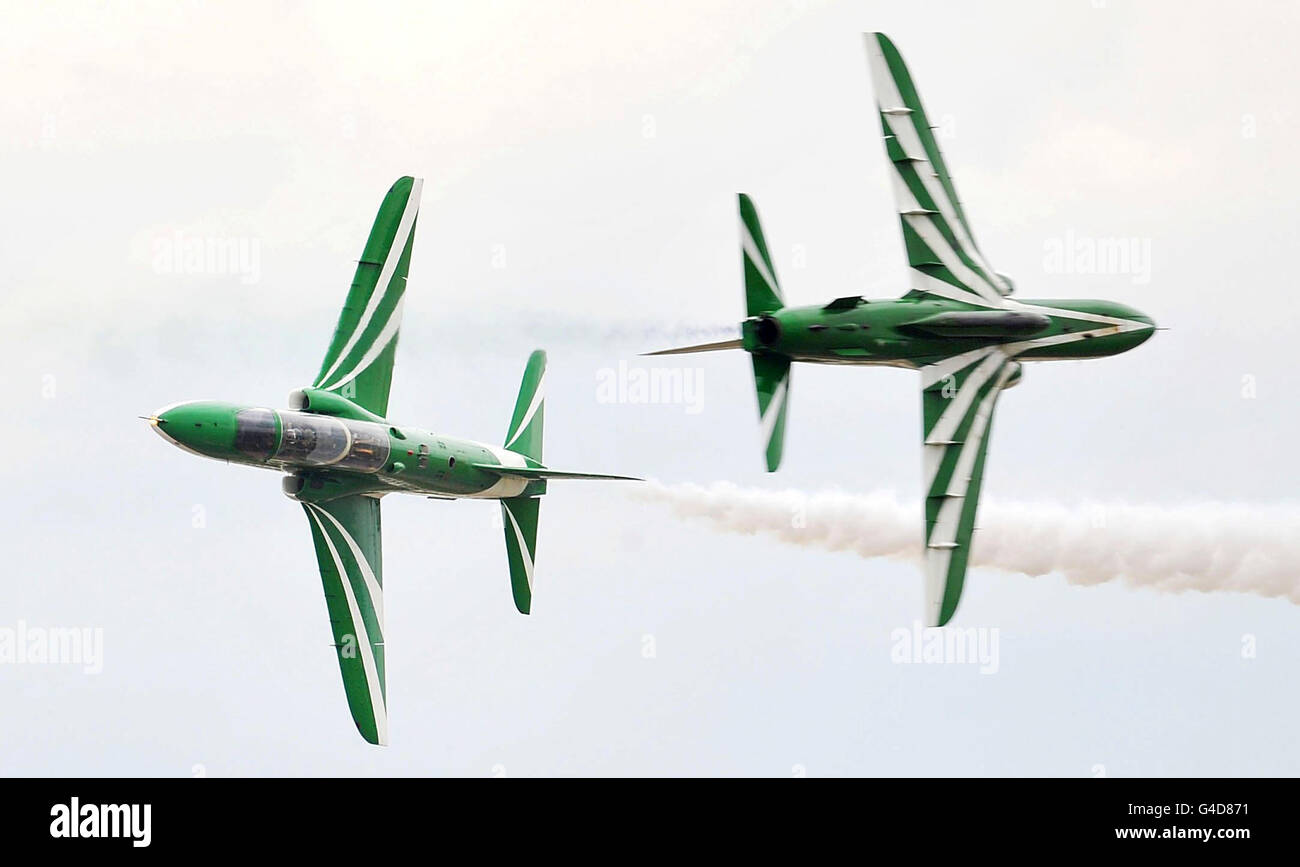 L'équipe d'exposition Saudi Hawks répète à la RAF Fairford en prévision du Royal International Air Tattoo de ce week-end. Banque D'Images