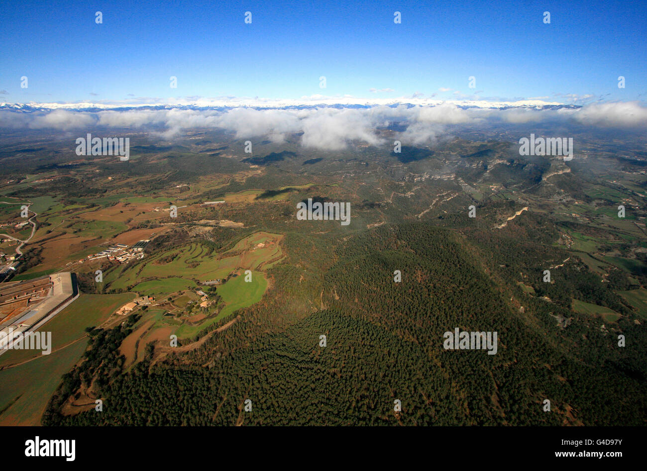 Plana de Vic, vue aérienne. Province de Barcelone. La Catalogne. Espagne Banque D'Images