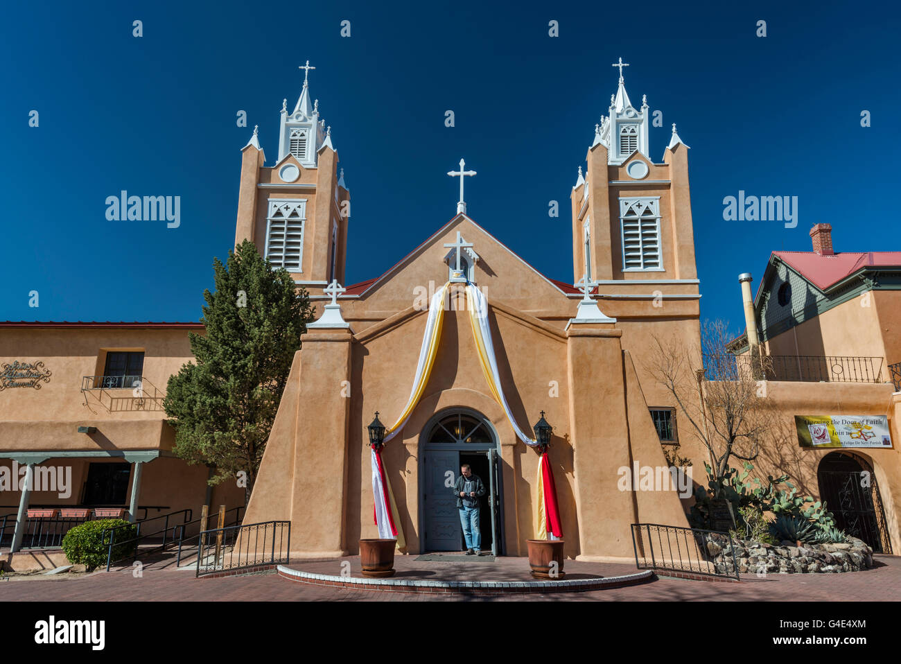 L'église San Felipe de Neri, Old Town Plaza, Albuquerque, New Mexico, USA Banque D'Images