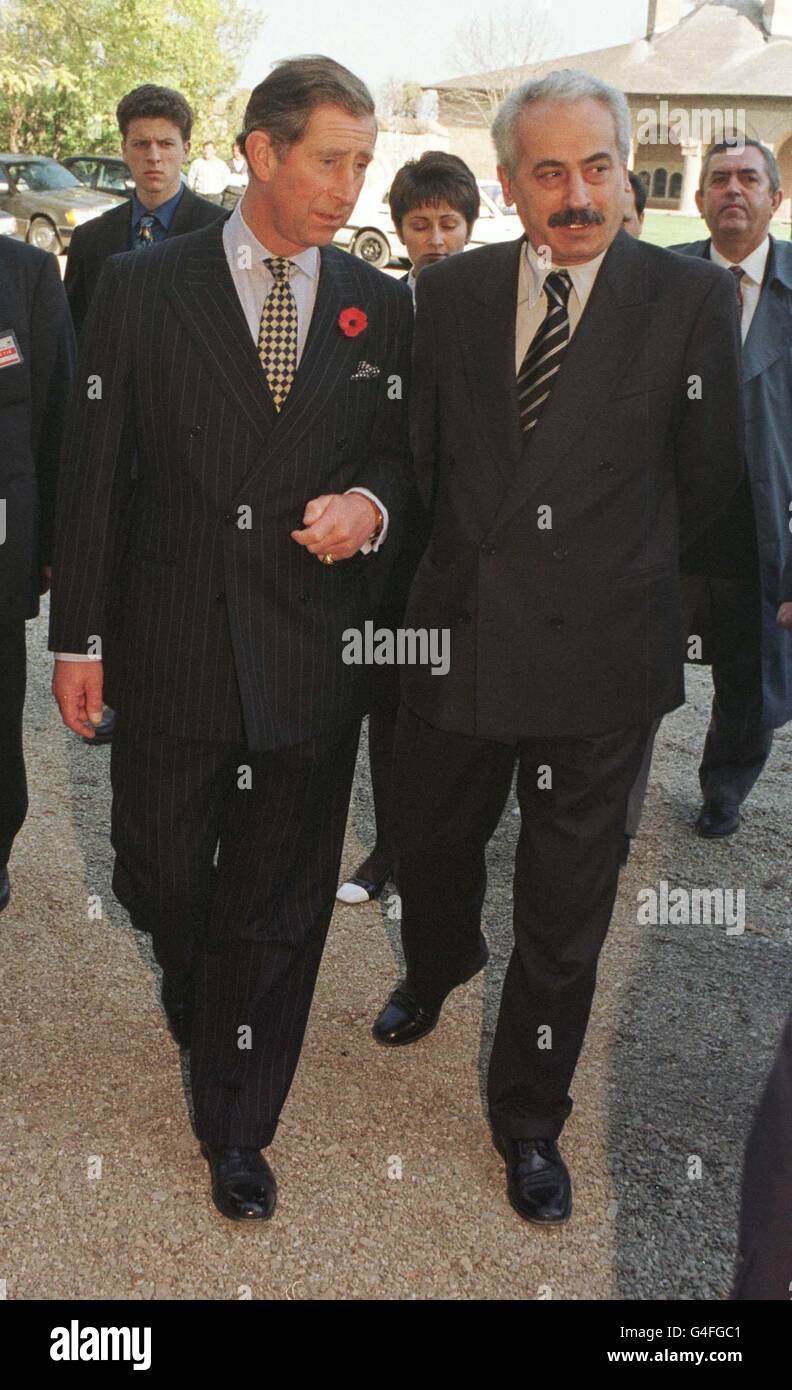 Le Prince de Galles (à gauche) avec le Premier ministre roumain Radu Vasile dans les jardins du Palais de Mogosoaia, à la périphérie de Bucarest ce matin.PHOTO DE LA PISCINE PAR JOHN STILLWELL/PA. Banque D'Images