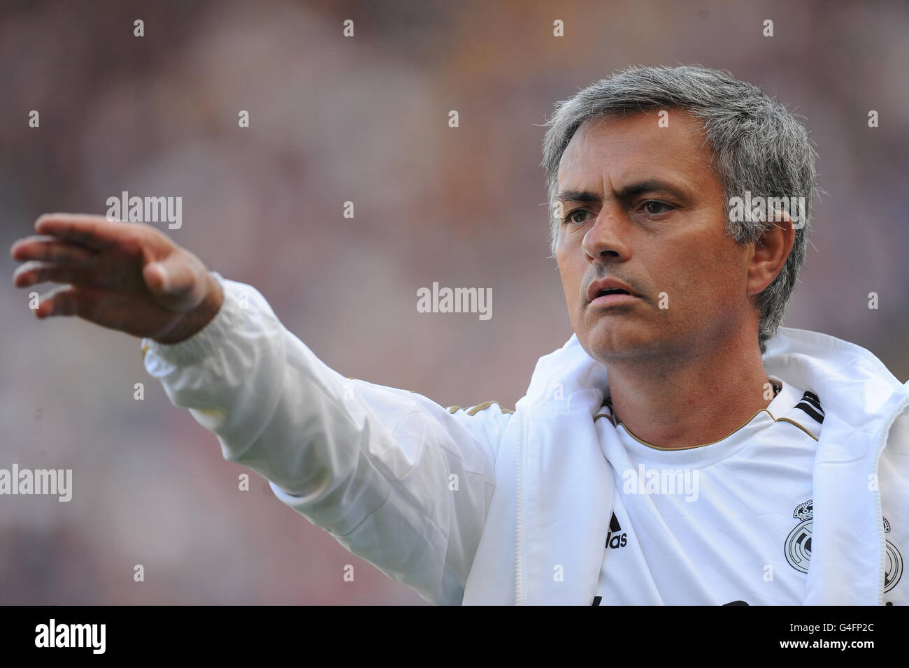 Le directeur du Real Madrid, Jose Mourinho, pendant la pré-saison, est amical au King Power Stadium, Leicester. Banque D'Images