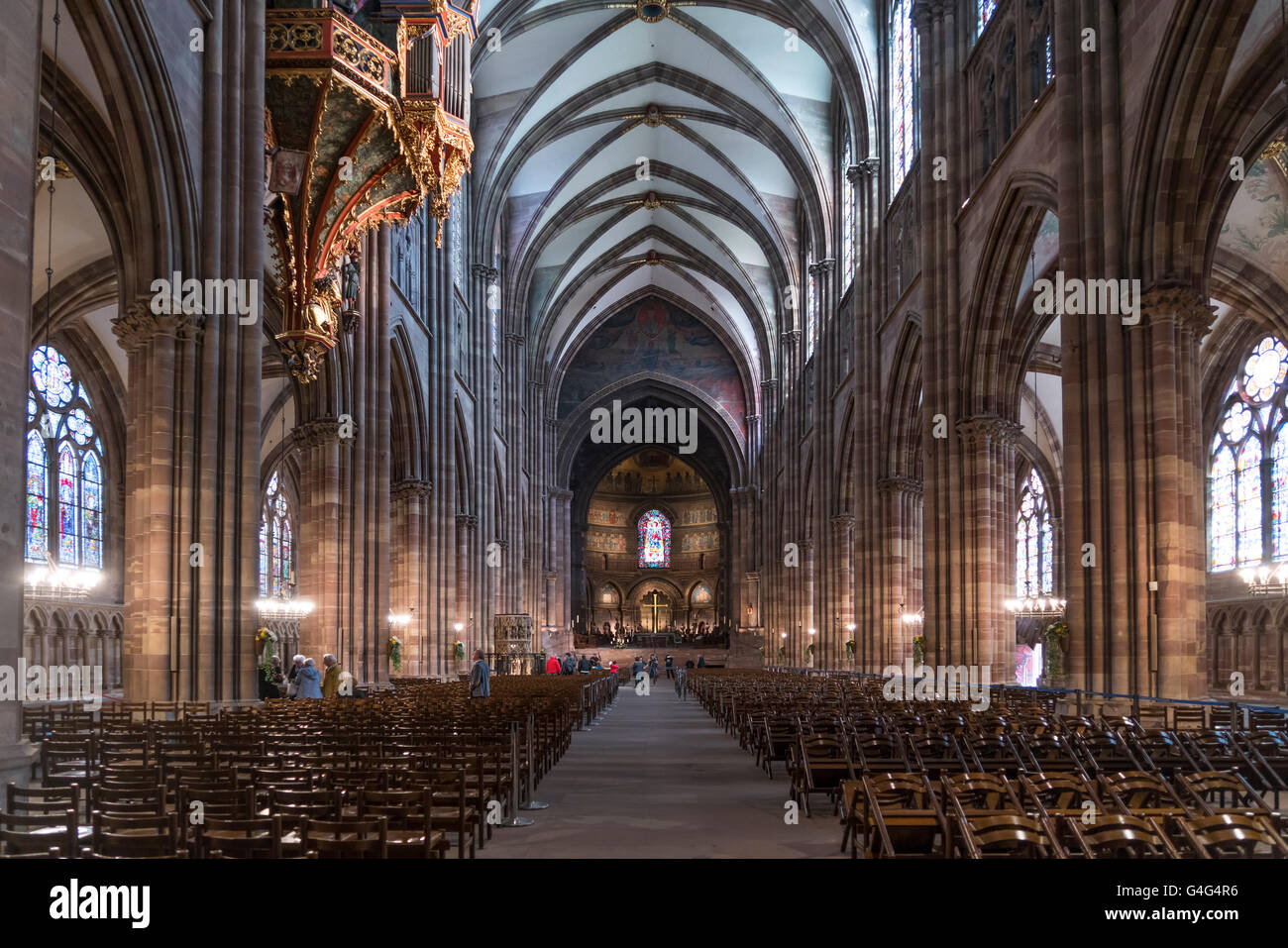 Intérieur de la cathédrale de Strasbourg, Strasbourg, Alsace, France Banque D'Images