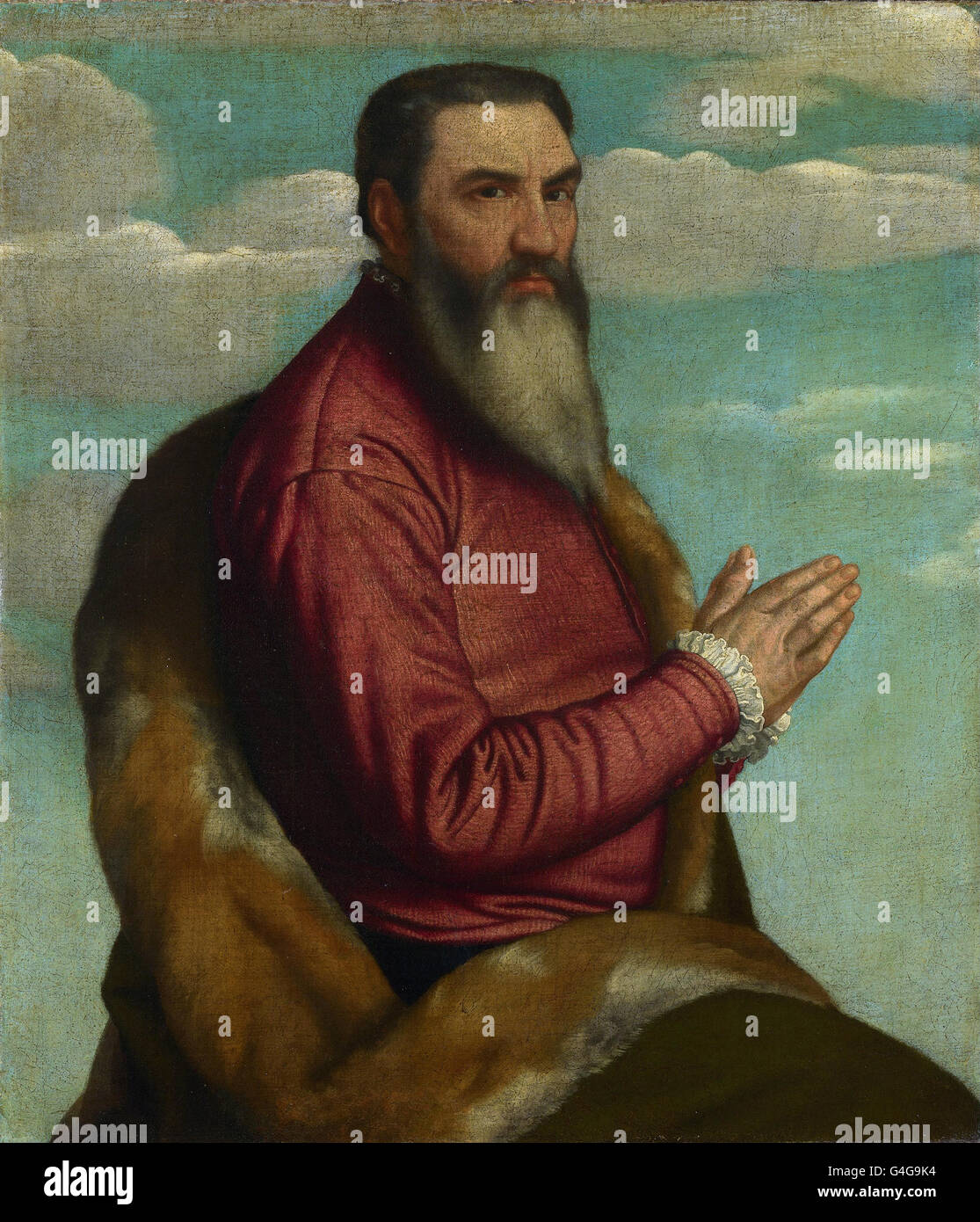Moretto da Brescia - priant homme avec une longue barbe Banque D'Images