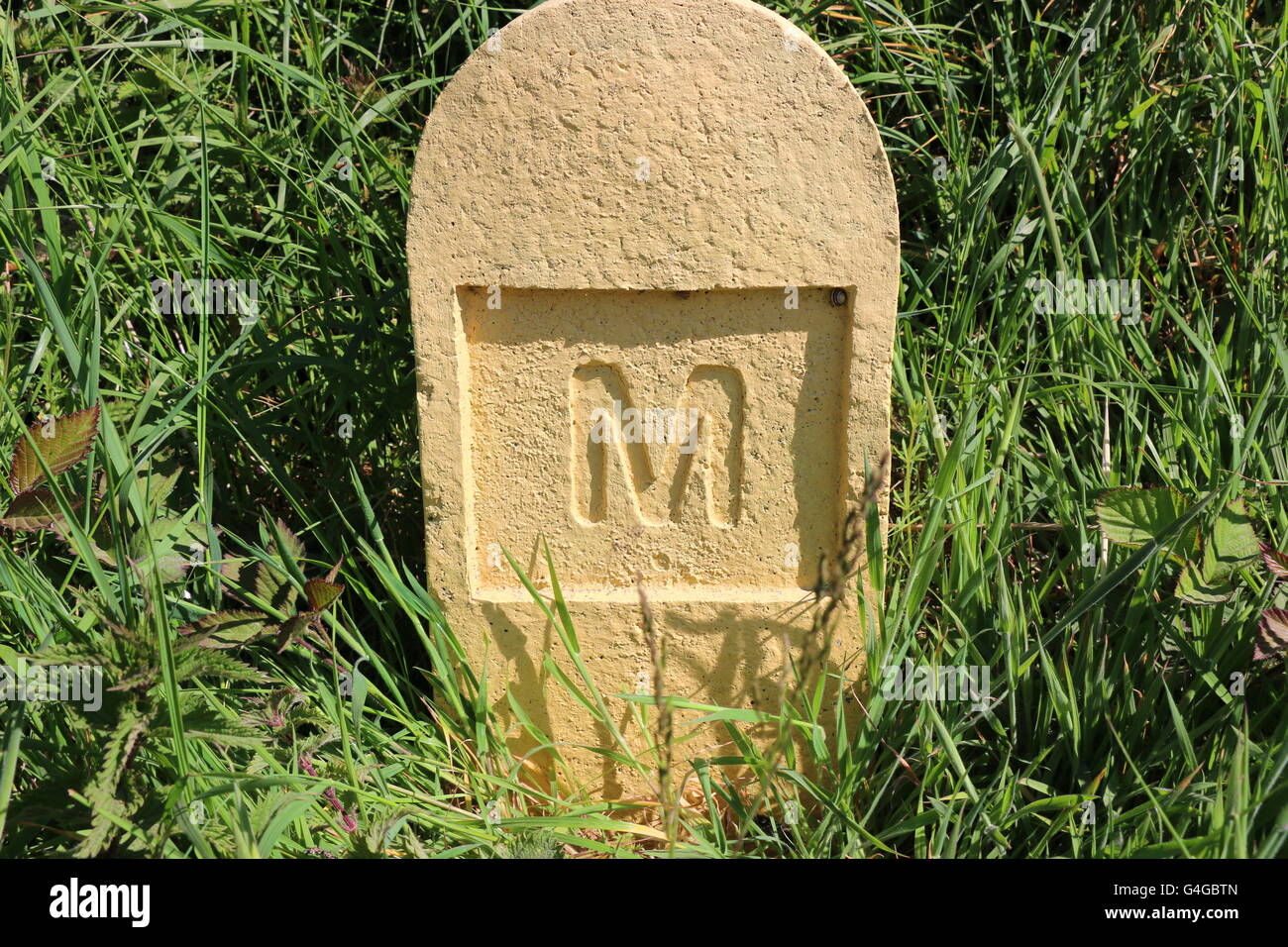 La lettre M sur un chemin de pierre tombale, péninsule de Dingle, en Irlande. Banque D'Images