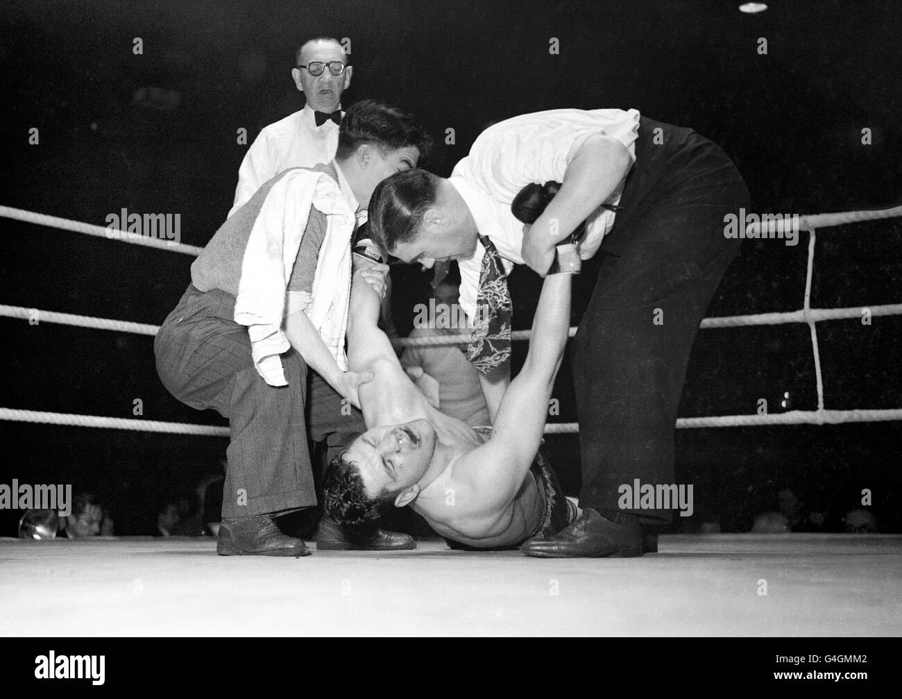 Boxe - Bruce Lee Savold Bécasse v Harringay - Arena, London Banque D'Images