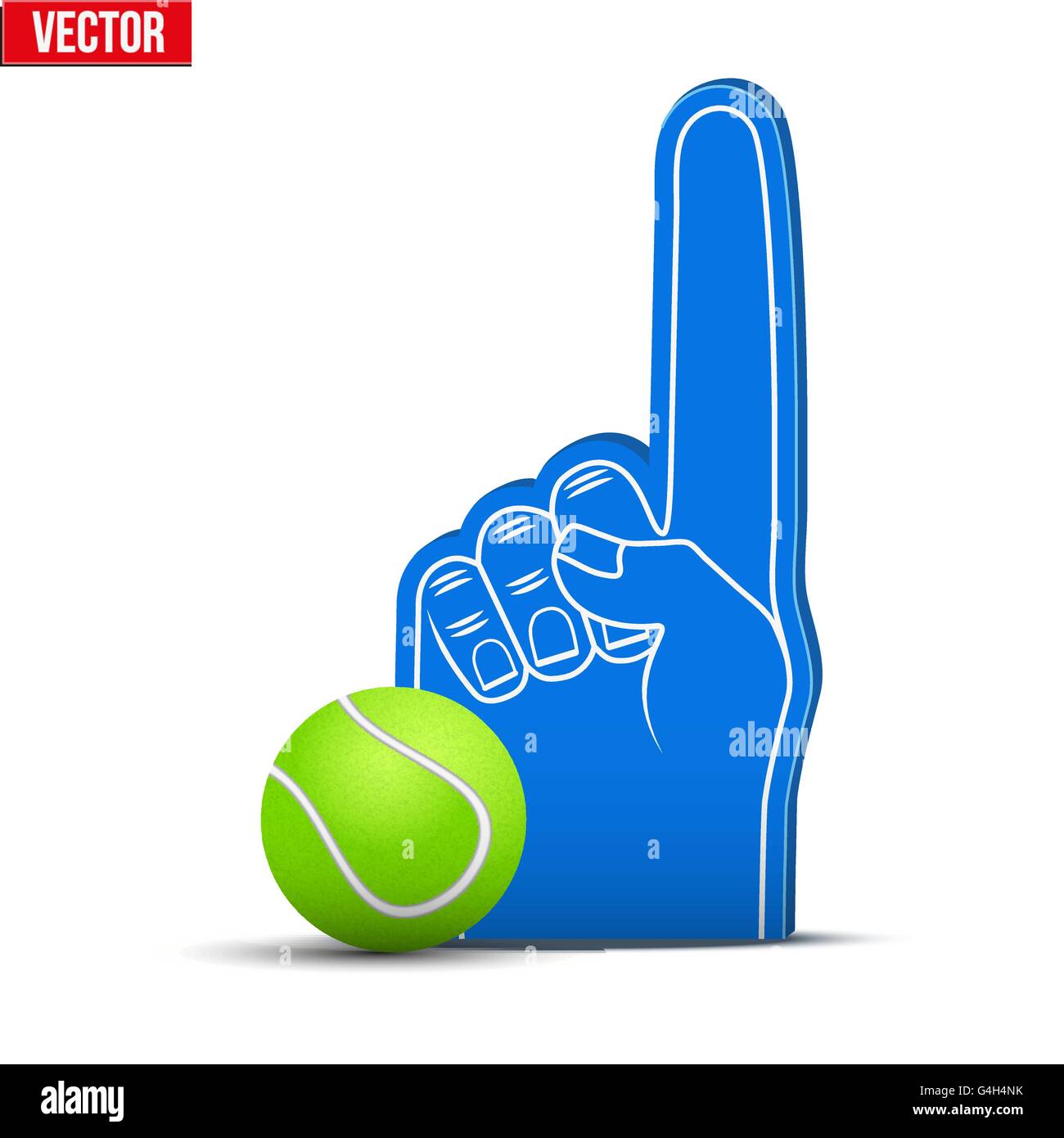 Fan de sport Tennis ball et doigts en mousse Illustration de Vecteur