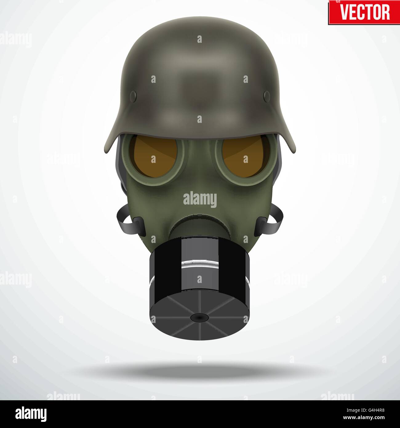 Casque allemand militaire avec masque à gaz Illustration de Vecteur