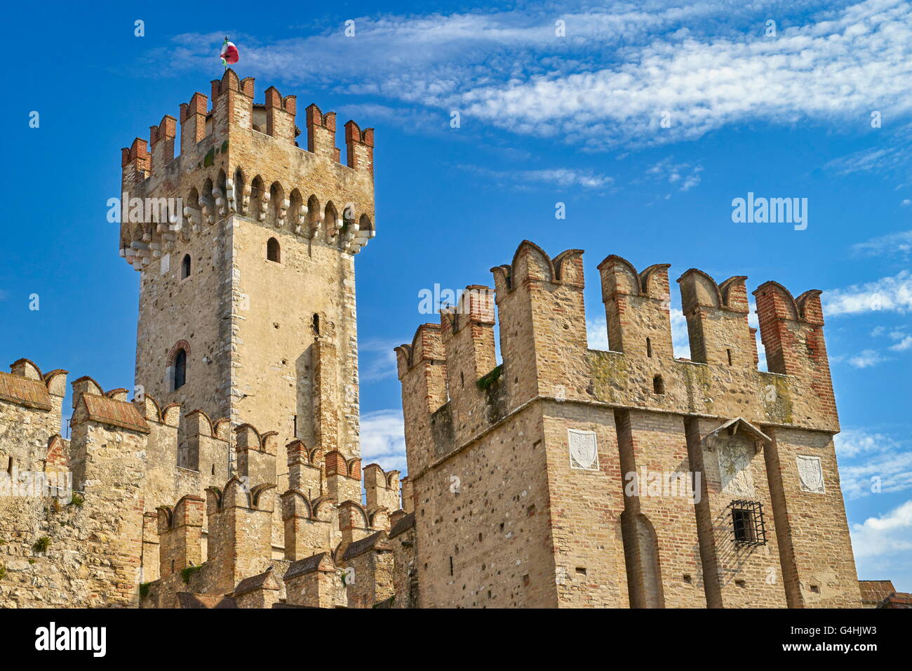 Château Scaliger, Sirmione, Lac de Garde, Lombardie, Italie Banque D'Images