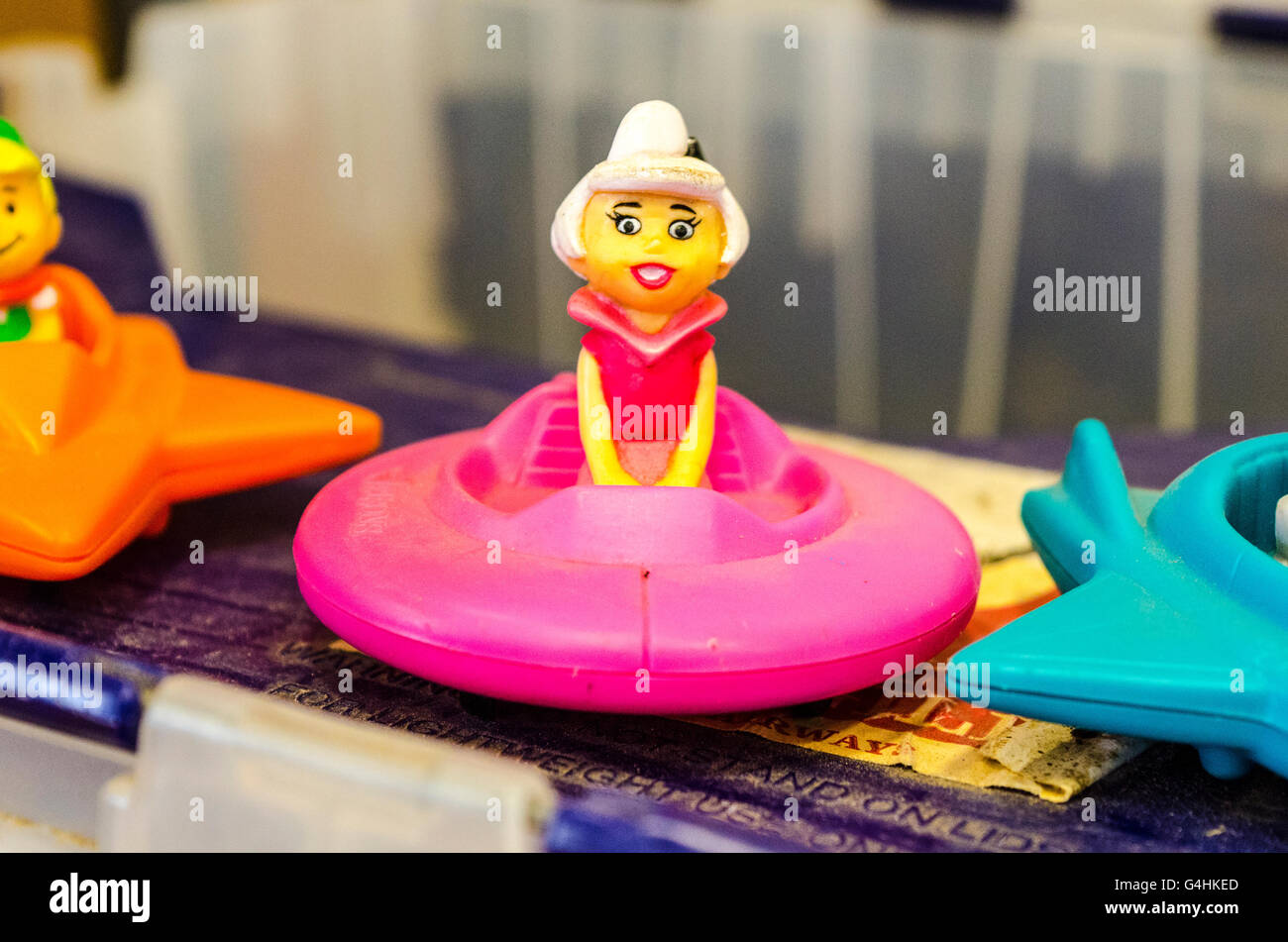 Jetson toys Astro, George, Judy, Elroy, Jane, et Mister Spacely Banque D'Images