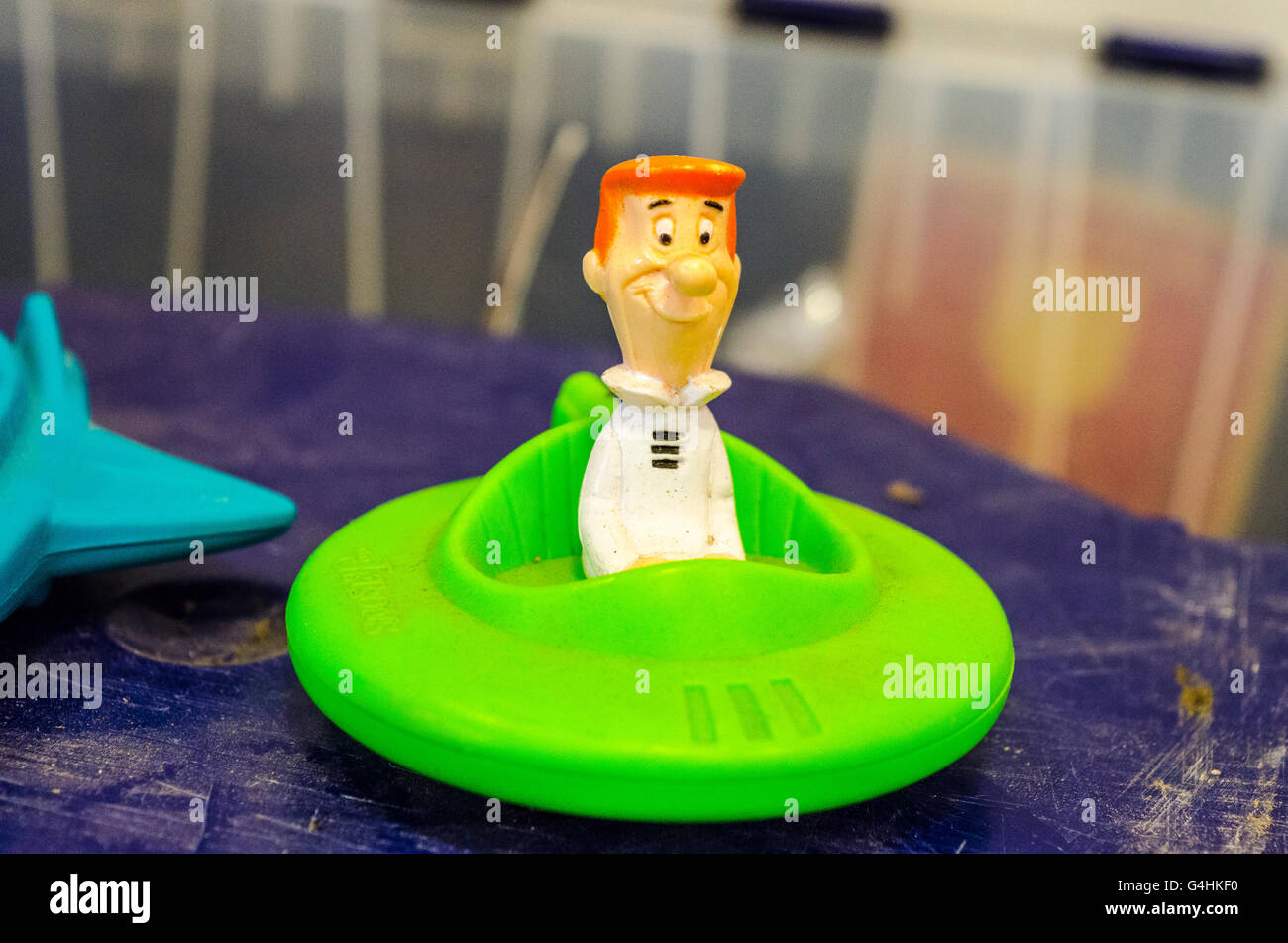 Jetson toys Astro, George, Judy, Elroy, Jane, et Mister Spacely Banque D'Images