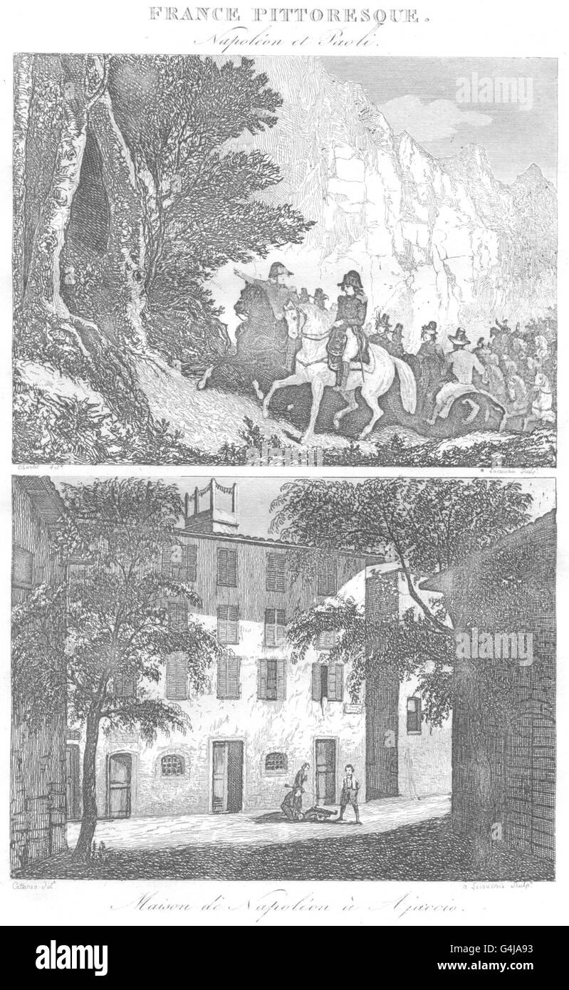 CORSE-DU-SUD : Napoléon Paoli ; Maison Napoléon à Ajaccio, imprimer 1835 Banque D'Images