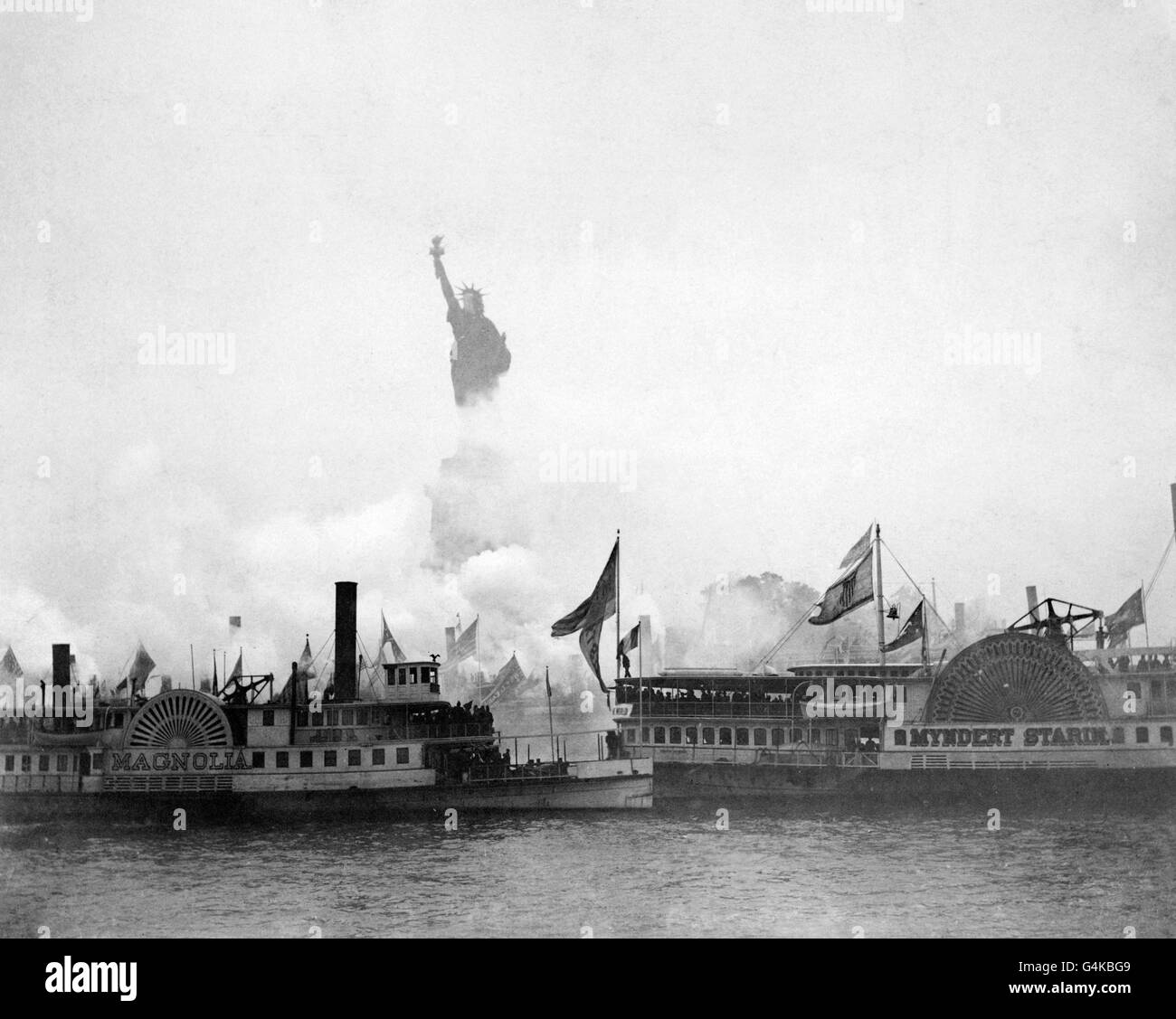 Statue de la Liberté, 1886. L'inauguration de la Statue de la liberté le 28 octobre 1886 Banque D'Images