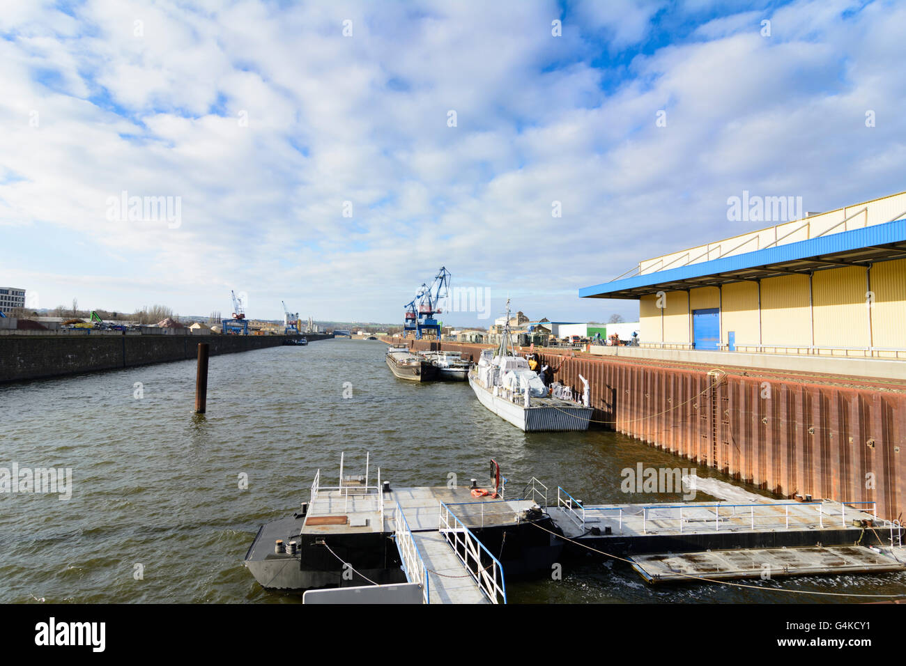 Museum Ship Harbour Dresden : démineur intérieures ' ' Atlantis, Allemagne, Saxe, Saxe, Dresde , Banque D'Images