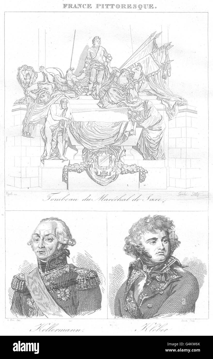 STRASBOURG:Tombeau Marechal Sachsen(Saxe Saxe);Kellermann;Kléber, 1835 imprimer Banque D'Images