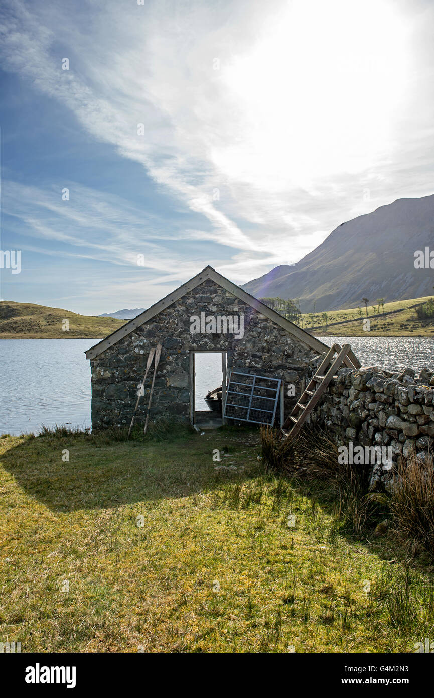 Creggennen avec lake boat house Banque D'Images