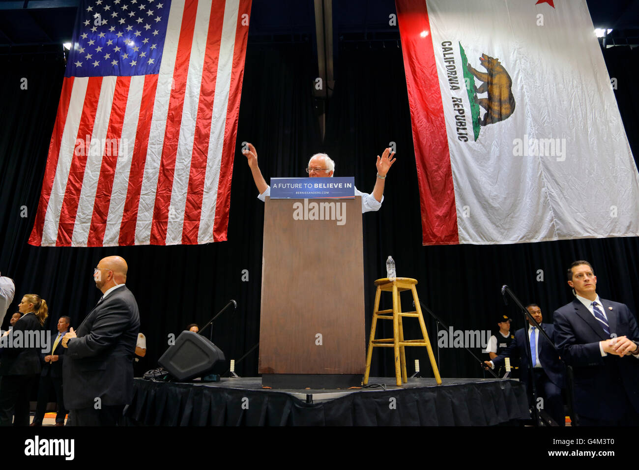 Bernie Sanders parle au Presidential Rally, Modesto, CA Banque D'Images