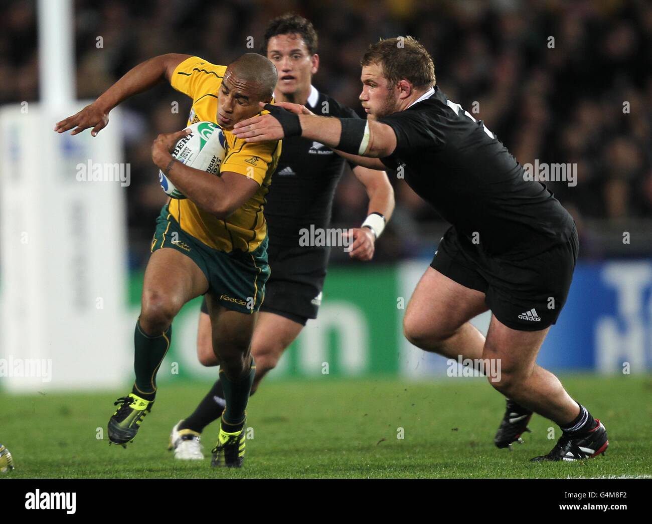 Rugby Union - coupe du monde de Rugby 2011 - semi-finale - Australie / Nouvelle-Zélande - Eden Park.Wvolonté Genia en Australie (à gauche) et Owen Franks en Nouvelle-Zélande (à droite) Banque D'Images