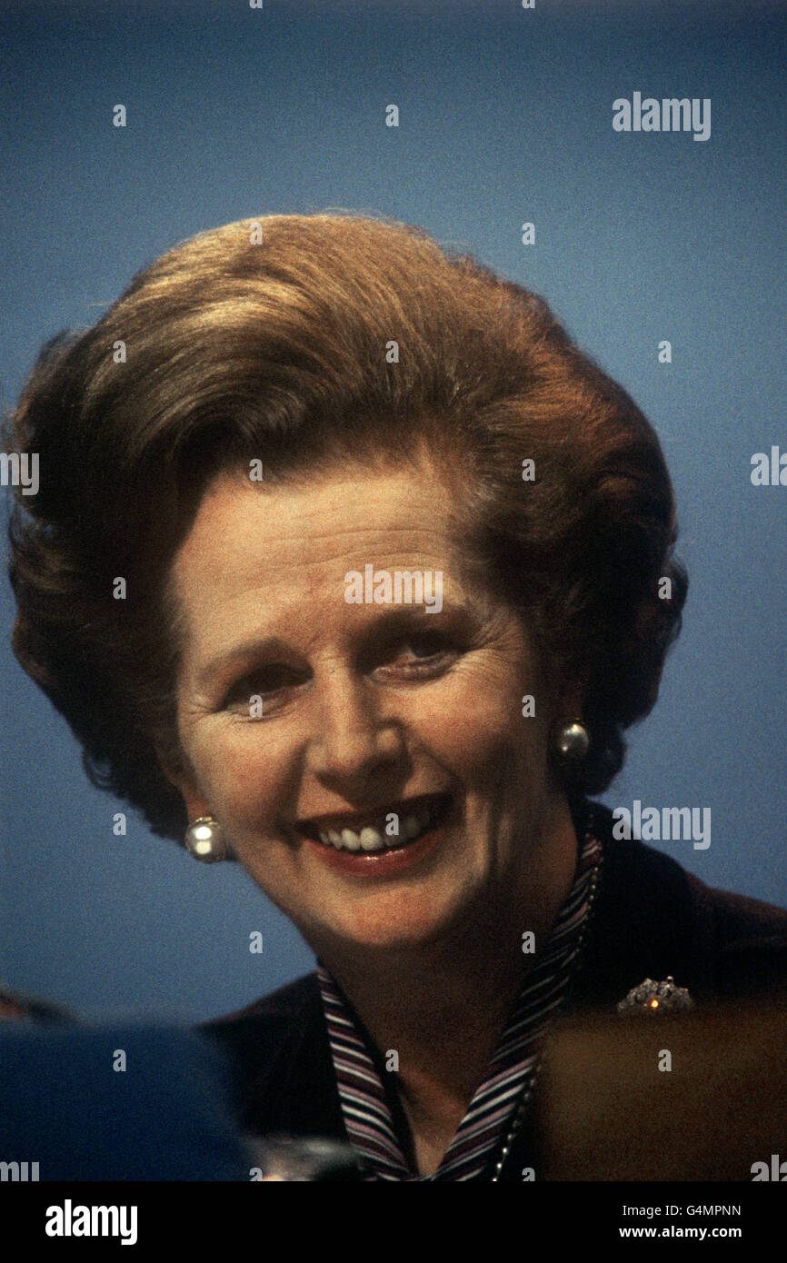 Le premier ministre Margaret Thatcher pendant la conférence du Parti conservateur. Banque D'Images