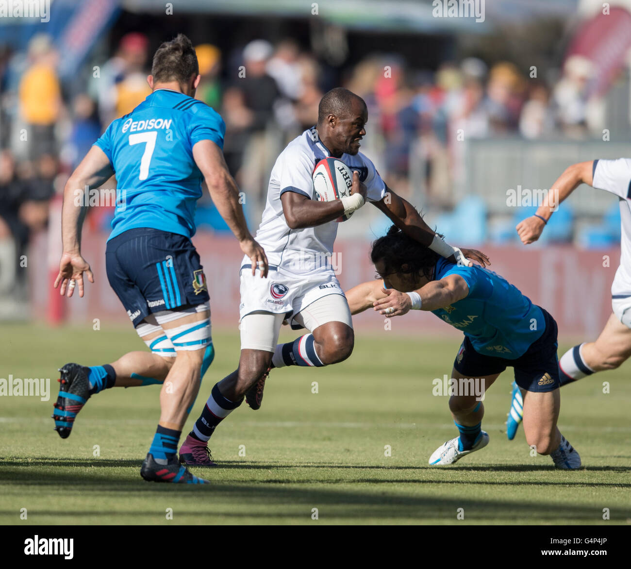 San Jose, Californie, USA. 18 Juin, 2016. Match Play au cours de l'USA Rugby Match série d'été entre les USA et l'Italie des aigles au stade Azzurri d'Avaya à San Jose, CA Crédit : Jeff Mulvihill Jr/ZUMA/Alamy Fil Live News Banque D'Images