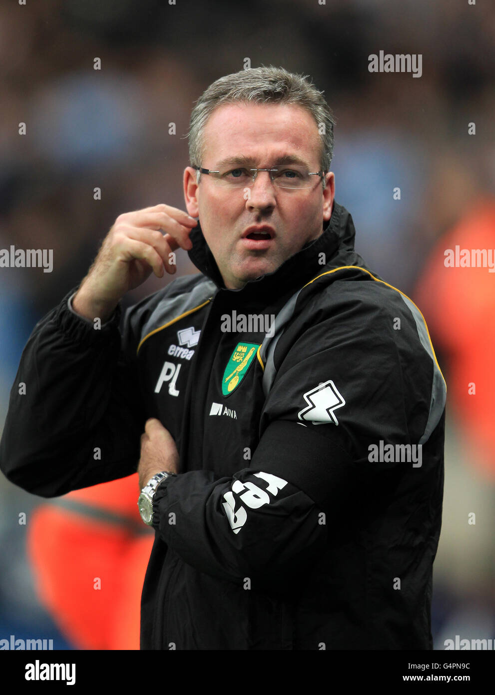 Football - Barclays Premier League - Manchester City / Norwich City - Etihad Stadium. Paul Lambert, directeur de Norwich City Banque D'Images