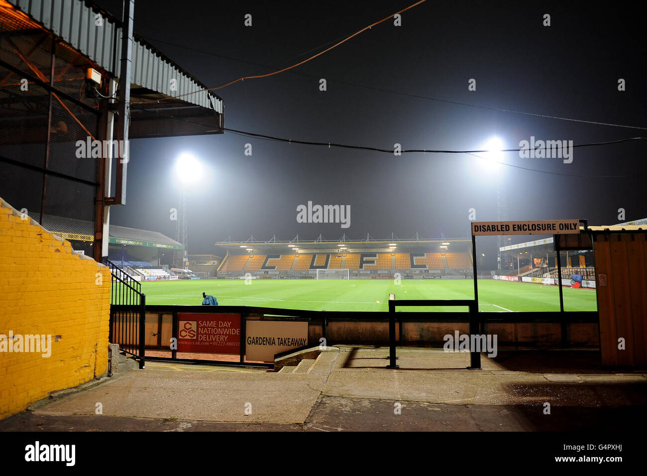 Vue générale sur le stade de l'abbaye de R costings, qui abrite Cambridge United Banque D'Images