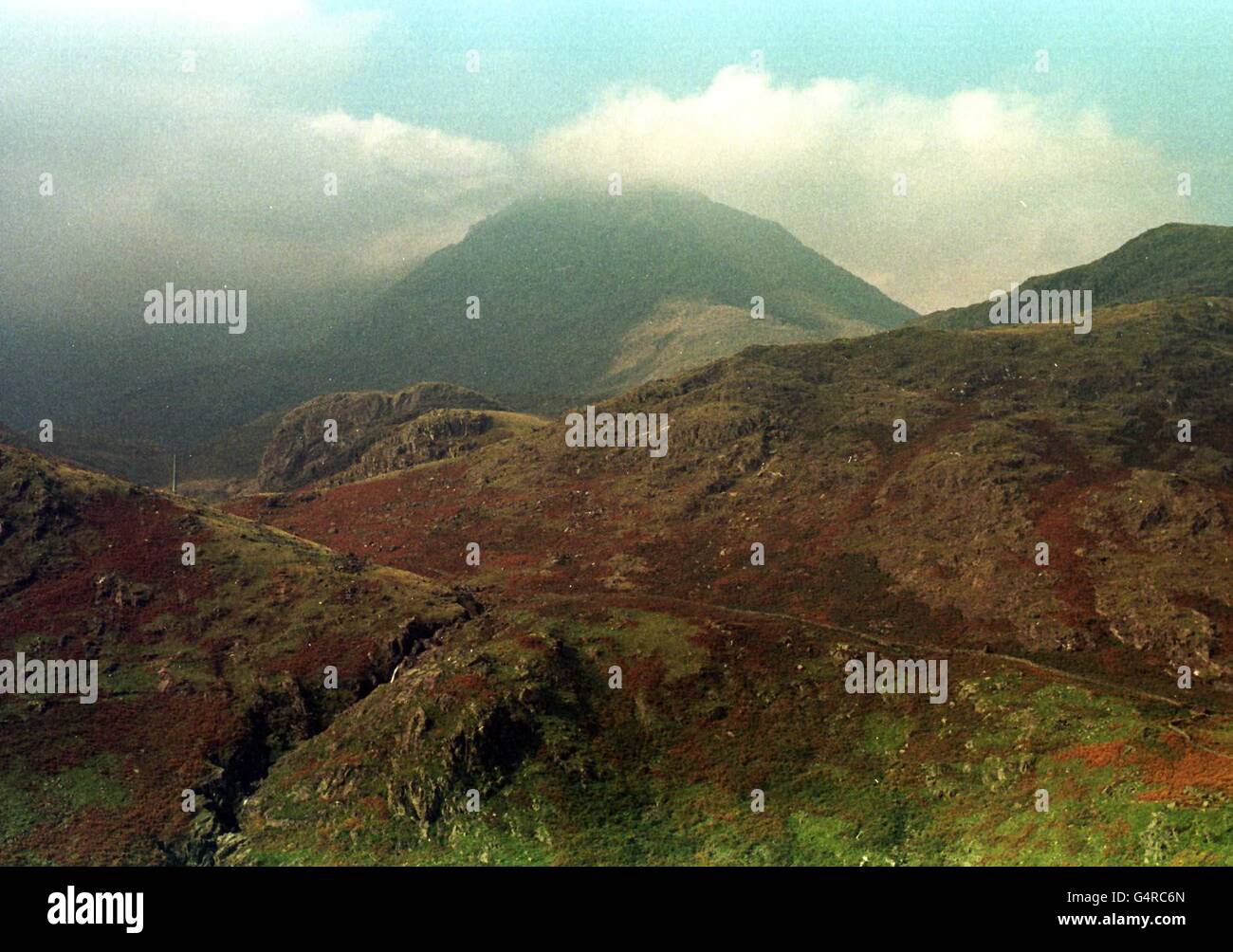 Vue générale de la scène de Snowdon de l'accident d'escalade au cours duquel le scout Johnathan Attwell, âgé de 10 ans, est décédé. Attwell, de la région commune de Bristol d'Oldland, est mort de plusieurs blessures après avoir tombé un ravin. * Johnathan était en train de descendre le sommet après avoir escaladu au sommet avec le reste des scouts et trois leaders qualifiés quand l'accident s'est produit. Banque D'Images