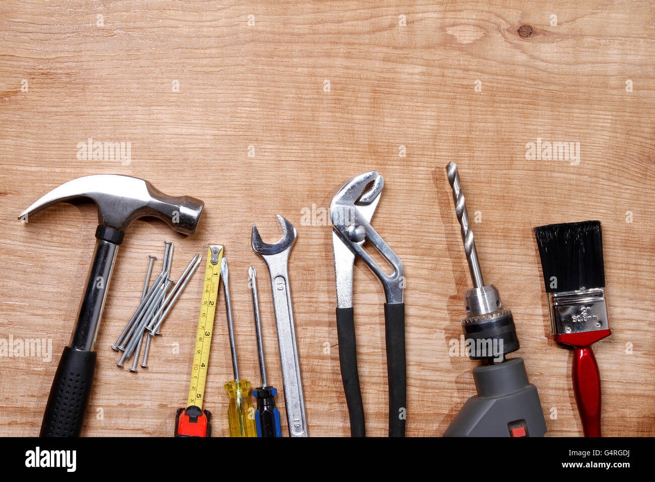 Outils de travail sur bois assortis Banque D'Images