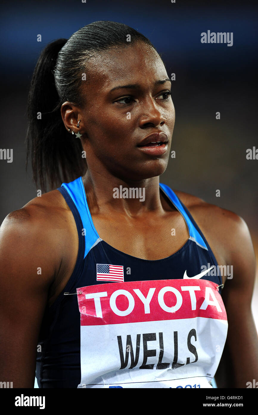 Athlétisme - Championnats du monde IAAF 2011 - huitième jour - Daegu.Kellie Wells aux États-Unis après la finale de l'obstacle de 100m pour femmes Banque D'Images