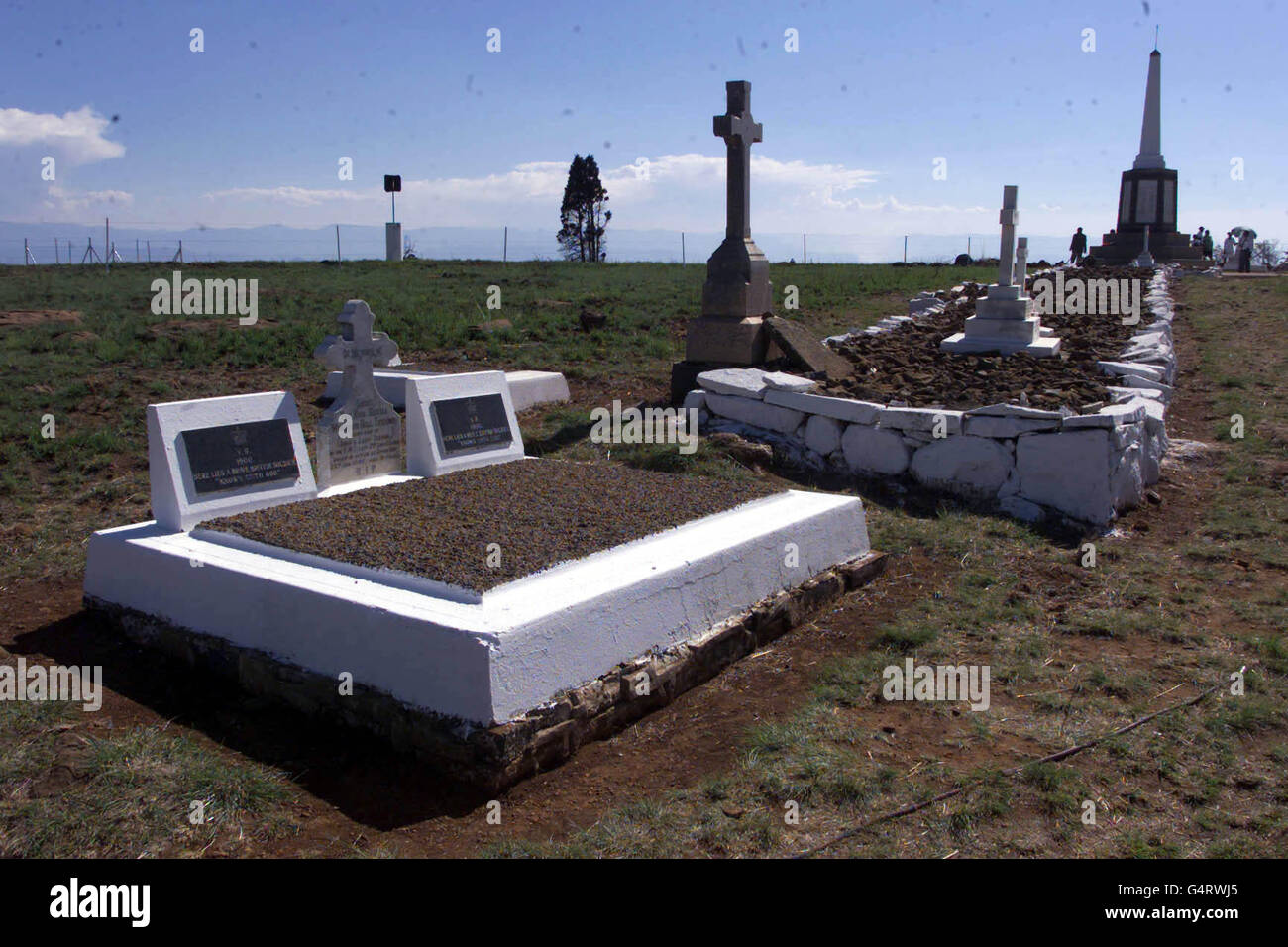 Tombes et monument des soldats coloniaux britanniques et britanniques tombés à la bataille de Spion Kop, le 1900 janvier, dans la guerre Anglo-Boer, en Afrique du Sud. Banque D'Images