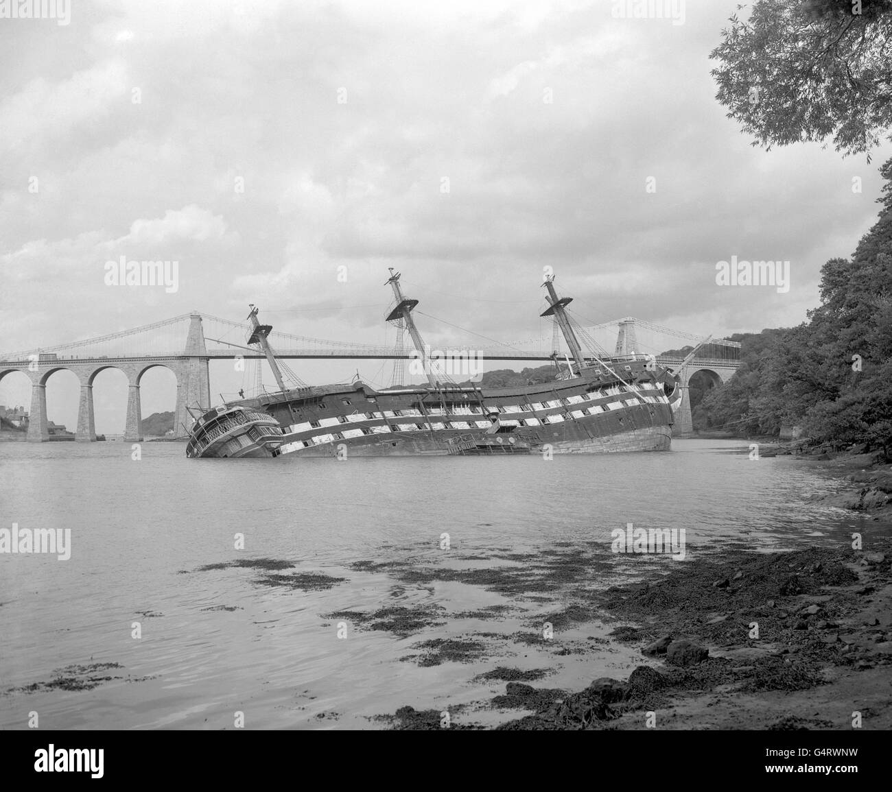 Le HMS Conway - Détroit de Menai, au Pays de Galles Banque D'Images