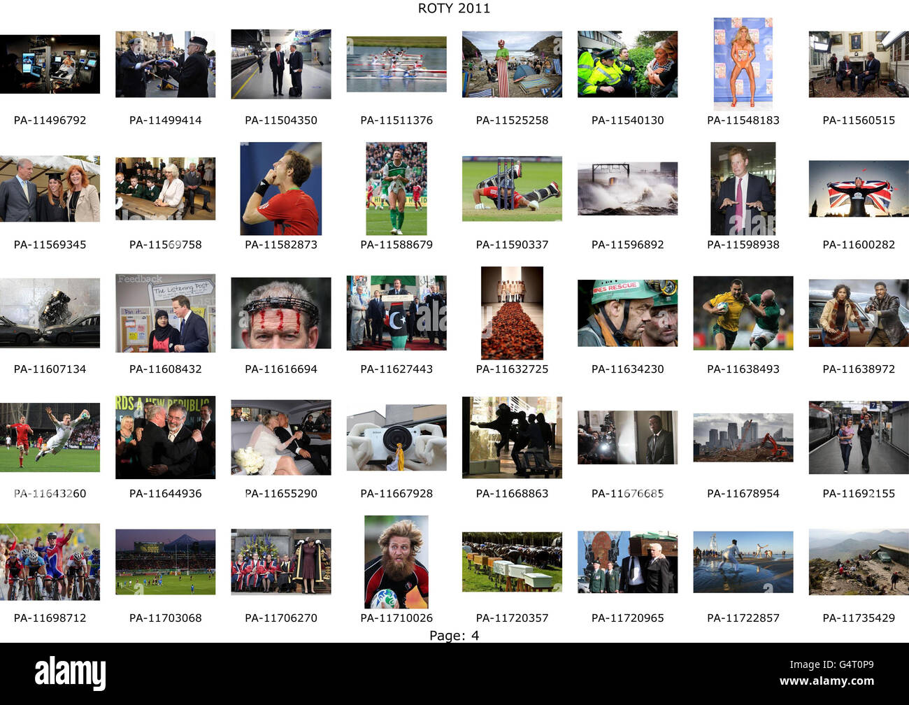 Voici une fiche de contact de l'examen par les PA de 2011. Il y a cinq feuilles de contact en tout. Nous N'exécuterons pas toutes les photos sur le fil, mais vous pouvez les télécharger gratuitement dans le cadre de votre abonnement PA à partir du site Web PA photos. Le numéro sous l'image est l'URN pertinent: Alternativement, vous pouvez rechercher sous le mot-clé PAROTY2011 et toutes les images sur les feuilles de contact seront retournées. Si vous n'avez pas de nom d'utilisateur / mot de passe s'il vous plaît appeler PA photos à Nottingham, sur 0115 851 2822, qui sera en mesure de vous fournir vos coordonnées. Les photos sont également disponibles sur un Banque D'Images