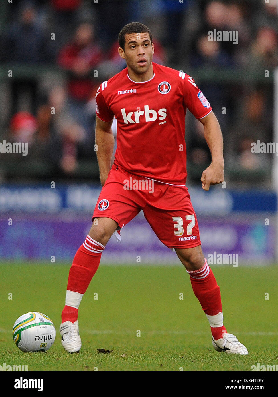 Football - npower football League One - Yeovil Town / Charlton Athletic - Huish Park.Darel Russell de Charlton Athletic en action pendant le match de la npower football League One au parc Huish, Yeovil. Banque D'Images