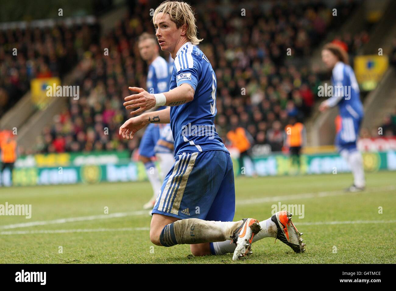 Soccer - Barclays Premier League - Norwich City / Chelsea - Carrow Road. Fernando Torres de Chelsea montre sa frustration Banque D'Images