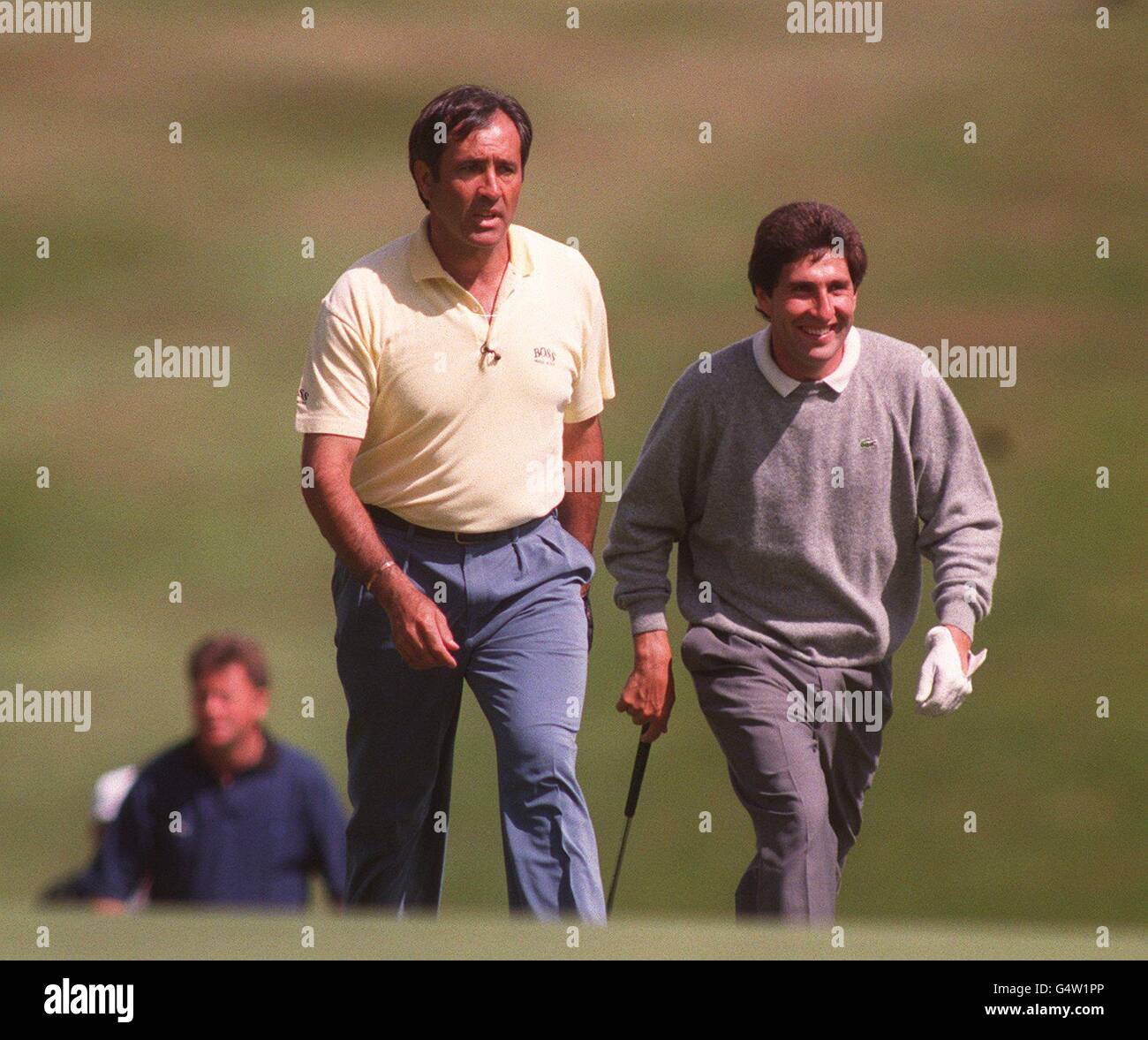 GOLF.DE GAUCHE À DROITE : SEVE BALLESTEROS ET JOSE MARIA OLAZABAL, ESPAGNE Banque D'Images