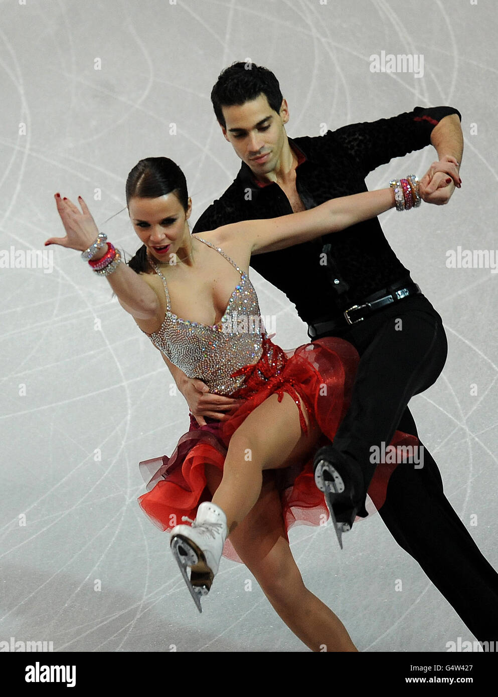 Anna Cappelini et Luca Lanotte, en Italie, en action pendant le Danse sur glace Short Dance aux championnats européens de patinage artistique Banque D'Images
