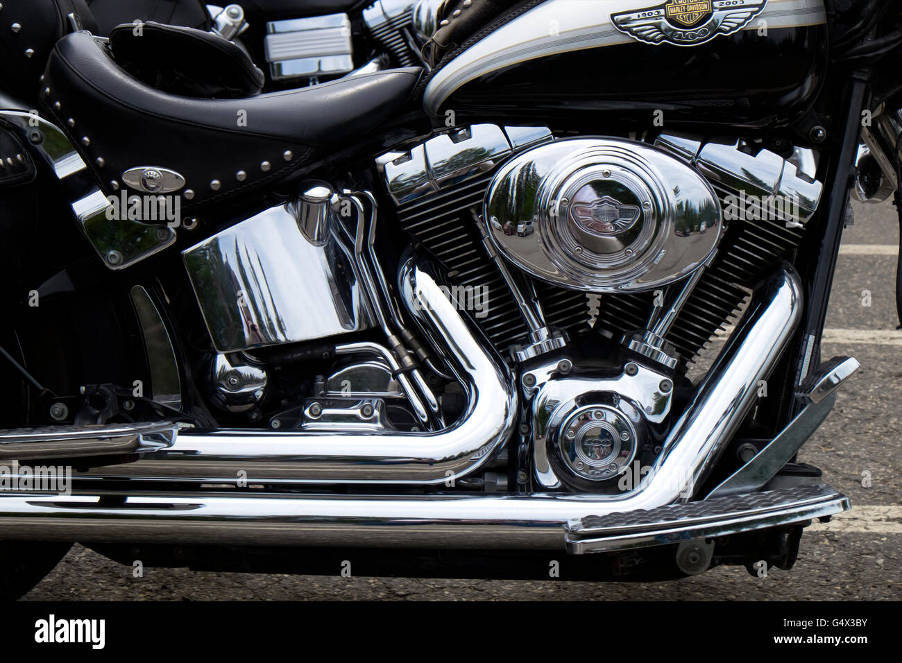 Moto Harley Davison détail subtil avec effet de peinture à l'huile Banque D'Images